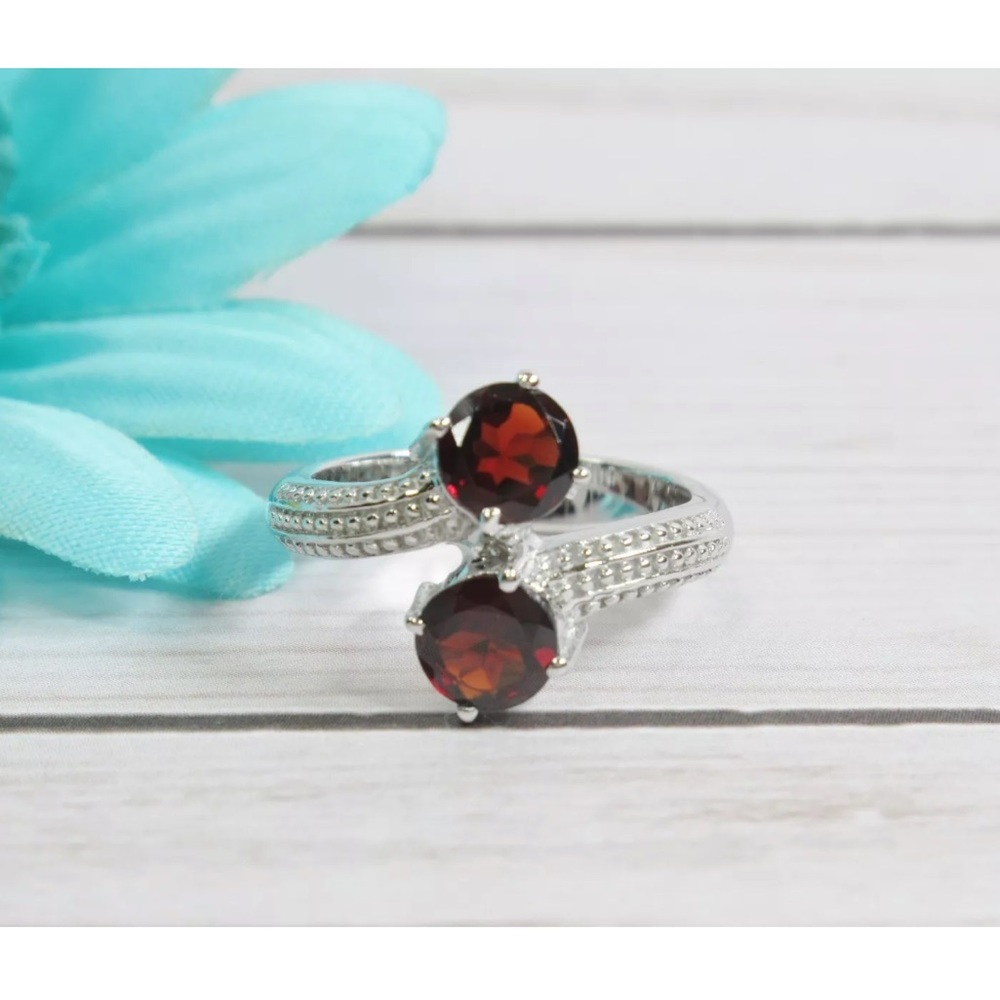 Sterling Silver Garnet Ring JANUARY Birthstone